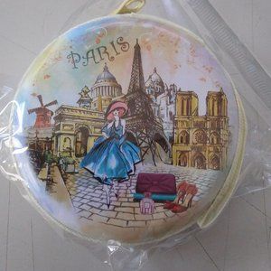 Round Tinplate Case *NEW* Coin Purse Jewelry Ear Buds MISC Vitamins Meds PARIS